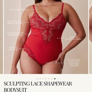 Elegant Red Lace Shapewear Bodysuit